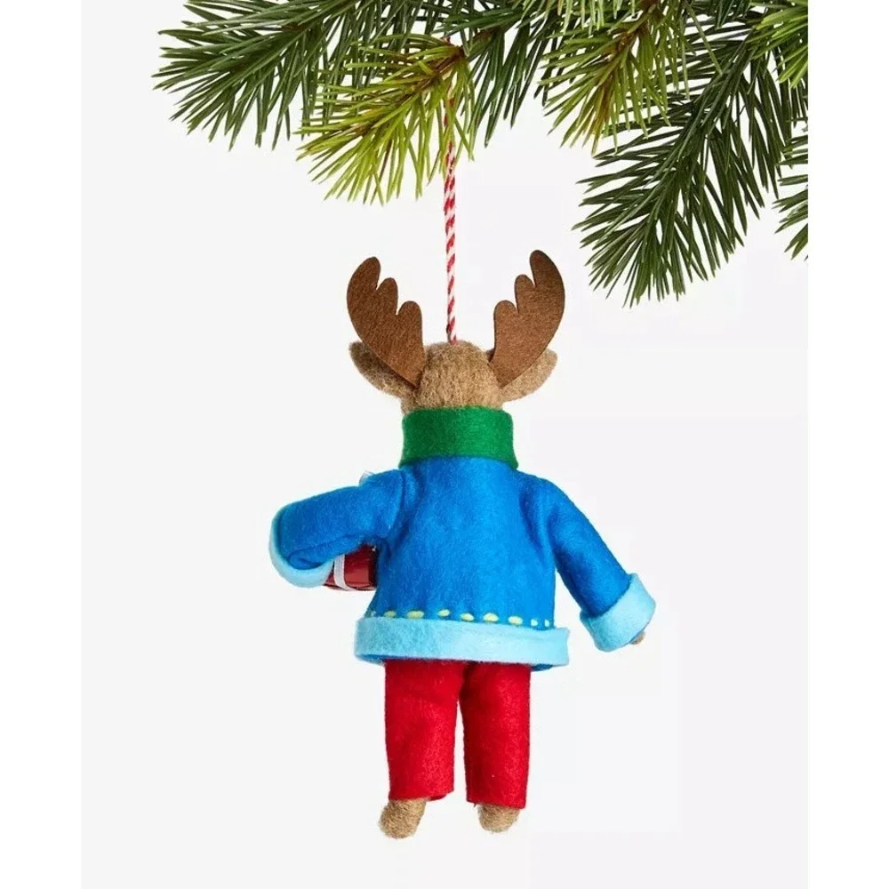 Holiday Lane‎ Merry Magic Felt Gift Moose Hanging Ornament Macy Exclusive NWT